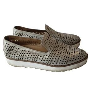 Franco Sarto Florie  Metallic Platform Laser Cut Loafers Women's 7 Spring Summer